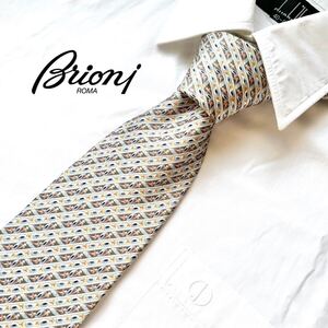 美品 ブリオーニ brioni シルク ネクタイ 100% 総柄 高級感 イタリア製 ビジネス カジュアル フォーマル ブランドネクタイ レギュラータイ