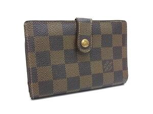 1円 LOUIS VUITTON ルイヴィトン N61663 ダミエ ポルトフォイユ ヴィエノワ がま口 二つ折り 財布 ウォレット ブラウン系 BI8554