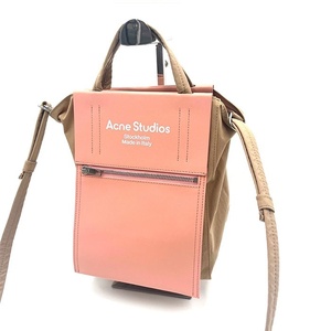 アクネストゥディオズ Acne ペイパリーナイロントートバッグ ベージュ サーモンピンク 送料無料 h0506aq007 中古 古着 ブランド古着DB