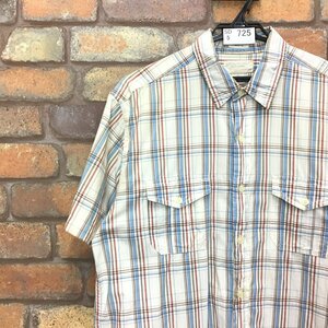 SD5-725★訳あり 格安!!★USA古着★【AMERICAN EAGLE アメリカンイーグル】チェック柄 半袖 ワーク シャツ【メンズ M】ベージュ ポケット