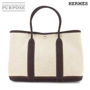 エルメス HERMES ガーデンパーティ 36 PM トート バッグ トワルアッシュ レザー ナチュラル マロン □K刻印 Garden Party PM 90258314