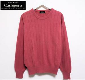 美品 INTERNATIONAL PureCashmere 最高級ピュアカシミヤ100％ クルーネックセーター ふわとろの肌触り リブニット メンズウエア 秋冬物