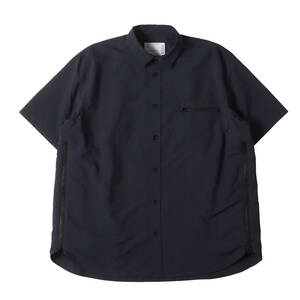 Sacai サカイ シャツ サイズ:4 24SS サイドジップ マット タフタ 半袖シャツ Matte Taffeta Shirt ネイビー トップス カジュアルシャツ