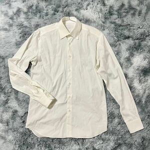 【美品】PRADA プラダ 長袖シャツ 長袖 シャツ トップス 39 15 1/2 Mサイズ 白 ホワイト カジュアル フォーマル メンズ 男性 紳士 USED