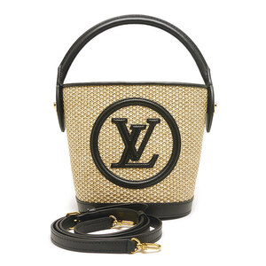 ルイヴィトン Louis Vuitton LV プティ・バケット M59961 ラフィア ノワール 2WAYハンドバッグ 美品