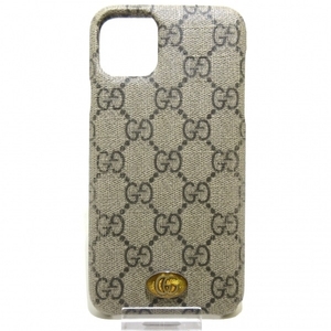 グッチ GUCCI 携帯電話ケース/スマホカバー 625714 GGプラス・GGスプリーム PVC(塩化ビニール) ベージュ×ダークブラウン 財布