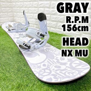 メンズボード 2点セット グレイ GRAY RPM 156cm / バイン ヘッド HEAD Mサイズ スノーボード