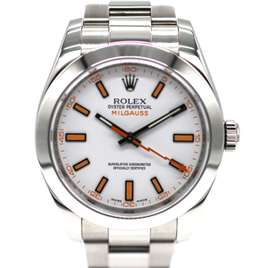 【ロレックス】 腕時計　ミルガウス　116400　ホワイト　V番　SS　自動巻き　中古品