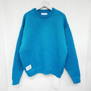 【1円】未使用 国内正規 WTAPS ダブルタップス 24AW INGREDIENT SWEATER POLY ジャカードセーター ニット 242MADT-KNM05 BLUE 青 03 L