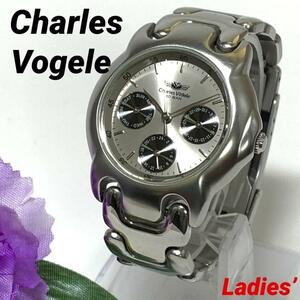 370 Charles Vogele シャルルホーゲル クロノグラフ デイデイト カレンダー レディース 腕時計 新品電池交換済 クオーツ式 人気 希少