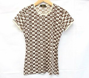 ◆ FENDI / フェンディ 半袖Tシャツ カットソー ブランドロゴ 総柄 ブラウン 表記サイズ：42 149127