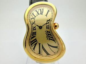 1000円スタート 腕時計 Soft watch ソフトウォッチ by EXAEQUO 92011 QZ 黒ベルト サルバドール・ダリ 記憶の固執 溶ける時計 5 K206