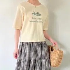 【美品】Tシャツ JUNOAH ジュノア　トップス　エトワール刺繍　カジュアル