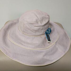 マキシン　シルクコットン　uv 1級遮光　遮熱　広つば帽　帽子　ハット　16cm 　ピンク系