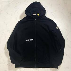 定価12万!! 極美品 現行23AW!!【モンクレール × フラグメントMONCLER × FRAGMENT】ロゴ ワッペン 藤原ヒロシ ブラック ジップパーカー XL