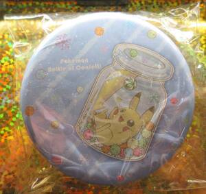 〓送料180円★ポケモンシール入り丸缶ケース★Bottle of Confetti【ピカチュウ】ブリキ・直径約10cm・厚さ2.4cm★シール24枚入り★2016年製