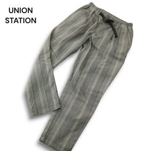 UNION STATION メンズビギ ストレッチ★ ドビー アジャスターベルト付き クール イージー チェック パンツ Sz.M　メンズ　A4B04149_8#R