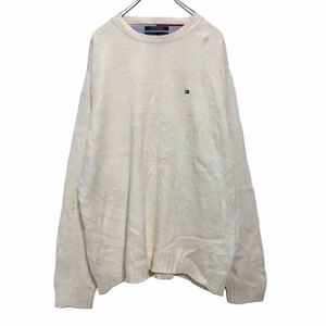 TOMMYHILFIGER コットン セーター L ホワイト トミーヒルフィガー ロゴ 古着卸 アメリカ仕入 a506-5429