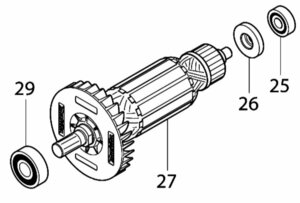 マキタ makita 125㎜ 防じん マルノコ KS5000FX 用 アーマチュア１００Ｖ 515320-4 丸のこ 丸鋸 部品 修理 パーツ 大工 建築 造作 切断