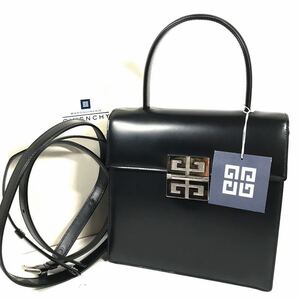 美品【ジバンシー】本物 GIVENCHY ハンドバッグ 2way ショルダーバッグ 4Gロゴ金具 ジバンシィ 黒色系 本革 レザー 女性用 レディース 箱有