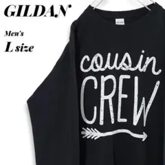 古着 GILDAN ギルダン ビッグプリント 長袖 Tシャツ ロンT 黒 L