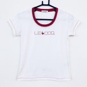 【美品】le coq sportif ルコック 半袖Tシャツ 白×赤 裏地メッシュ レディース S ゴルフウェア