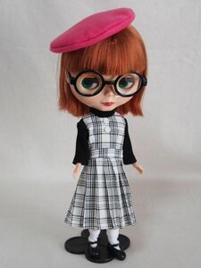 Doll Dressing*ハンドメイド ネオブライス サイズお洋服セット人形/アウトフィット/ドレス/チェック柄ワンピース/帽子/靴下/ドール服ニット