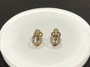 ■【YS-1】 ニナリッチ NINARICCI ■ ラインストーン イヤリング ■ GP ゴールド系 全長1,5cm 【同梱可能商品】K■