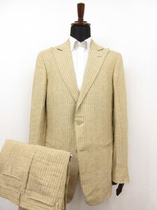 アーカイヴ 超美品 【ジャンニヴェルサーチクチュール GIANNI VERSACE】 麻混 2B スーツ (メンズ) 52R ベージュ系 伊製 21M5VS □27RMS9294