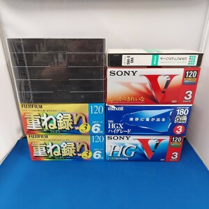 ★未開封 VHS ビデオテープ 20パック セット/まとめて TDKビデオヘッドクリーナー付 victor 120/FUJIFILM 120/SONY 120/maxell 180★