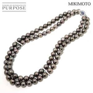 ミキモト MIKIMOTO 黒蝶真珠 12.1-8.9mm ダイヤ サファイヤ ネックレス 45cm K18 WG ホワイトゴールド 750 パール Pearl Necklace 90236117