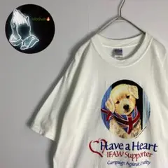 【半袖Tシャツ　犬　プリントデザイン　白　古着】