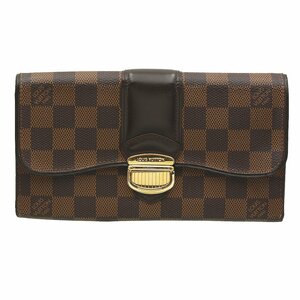 ★B2200 ルイヴィトン ダミエ ポルトフォイユ システィナ 二つ折り長財布 N61747 エベヌ Louis Vuitton レディース★