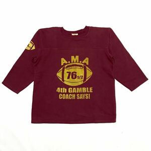 Goodwear/Made in USA/3/4 Football Tee/Fleece lining/Suede Print/Burgundy/Medium/グッドウェア/裏起毛七部袖フットボールTシャツ