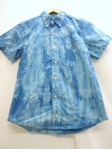 RALPH LAUREN ラルフローレン 半袖染めシャツ Shirt 38-80 100%COTTON Made in Philippines