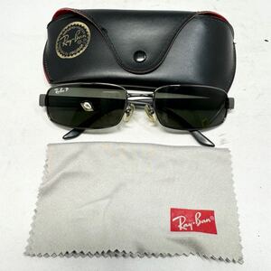 レイバン RayBan RB 3256 004/58 5818 シルバーブラックメタルリム　マットブラックテンプル　偏光レンズ　中古　美品　rb24111301