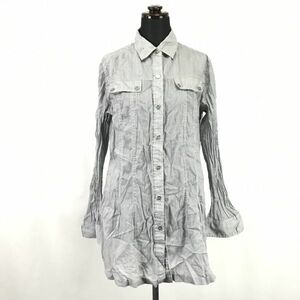 コムサデモード/COMME CA DU MODE★長袖ロングシャツ/ワンピース【13/women’s size -L/グレー系/gray系】Tops/Shirts◆BH82