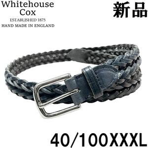 【新品◆イギリス製】Whitehouse Cox ホワイトハウスコックス レザー メッシュベルト ナロー NAVY 紺 ネイビー 40/100 XXXL 28mm WHC