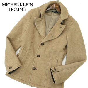 MK HOMME ミッシェルクラン オム 秋冬 メルトン ウール★ シングル Pコート Sz.46　メンズ ベージュ　A4T00277_1#N