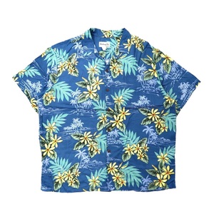 BISHOP ST. APPAREL アロハシャツ XL ネイビー ボタニカル柄 ビッグサイズ ハワイ製