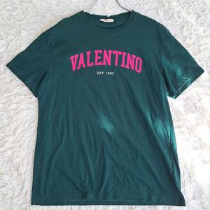 【近年モデル】 23SS VALENTINO ヴァレンティノ メンズ アーチロゴプリント Tシャツ 緑 M グリーン ピンク バイカラー 半袖