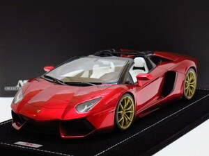 ★赤字即決！激安！ポストホビー特注 シリアル ( ?? / 25 )！MR 1/18 Lamborghini Aventador 赤メタ 白インテリア 金ホイール 付属品完備 