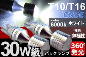 爆光 T10 T15 T16 CREEプロジェクター 30W バックランプ RAV4 ポジション 2個 ホワイト ウェッジ球 ルームランプ 高輝度