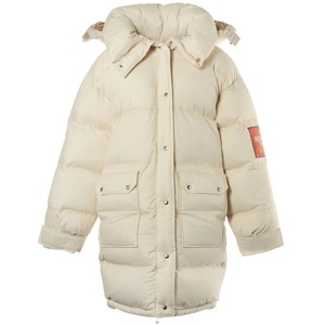 グッチ ザノースフェイス S レディース フーデッド ロング ダウンジャケット コート アイボリー GUCCI × THE NORTH FACE コラボ 正規品