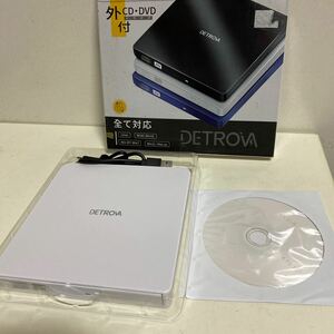 DETROVA 外付けDVD/CDドライブ DVDレコ CD/DVD-Rプレイヤー USB3.0&Type-C両用ケーブル Window/Linux/Mac OS対応