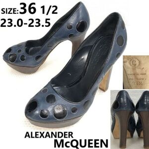 良品★ALEXANDER McQUEEN/アレキサンダーマックイーン★ハイヒールパンプス【36.5/23.5/ネイビー】pumps/Shoes/high heel/靴◆pQ-615