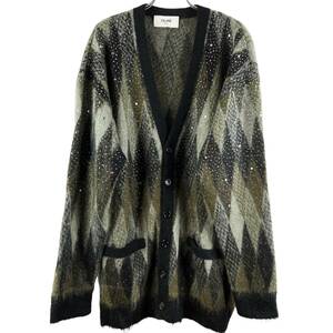 Celine(セリーヌ) LONG EMBROIDERED CARDIGAN IN BRUSHED MOHAIR KNIT (green)