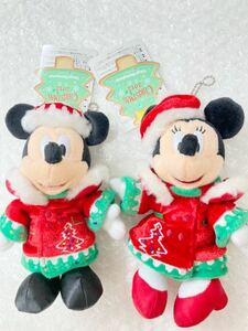 新品 未使用 タグ付 ディズニー TDL ディズニークリスマス ファンタジー サンタヴィレッジ 2012 ミッキー ミニー ぬいぐるみバッジ ぬいば