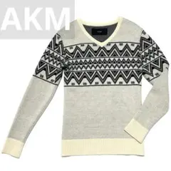 定価4.9万 AKM CASHWOOL ORTEGA V NECK ニット L