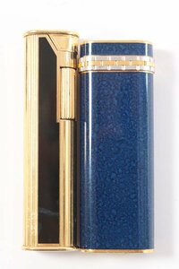 【2点】 Cartier カルティエ オーバル / dunhill ダンヒル スリム ネイビー ゴールド ガスライター 喫煙具 喫煙グッズ 2438-MS